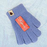 Перчатки для девочки шерстяные 9-12 лет осень-зима Альпака голубой