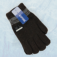 Перчатки для мальчика шерстяные двойные 8-11 лет осень-зима коричневый