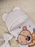 Зимовий комплект для новонароджених на виписку, білий принт Ведмедик, фото 4