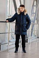 Зимняя куртка на мальчика Алекс синий в размерах 134-152