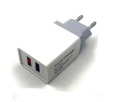 Заряджання для телефона Fast Charge Мережевий зарядний пристрій з 2 USB-портами