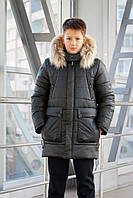 Зимняя куртка на мальчика Алекс хаки в размерах 134-152