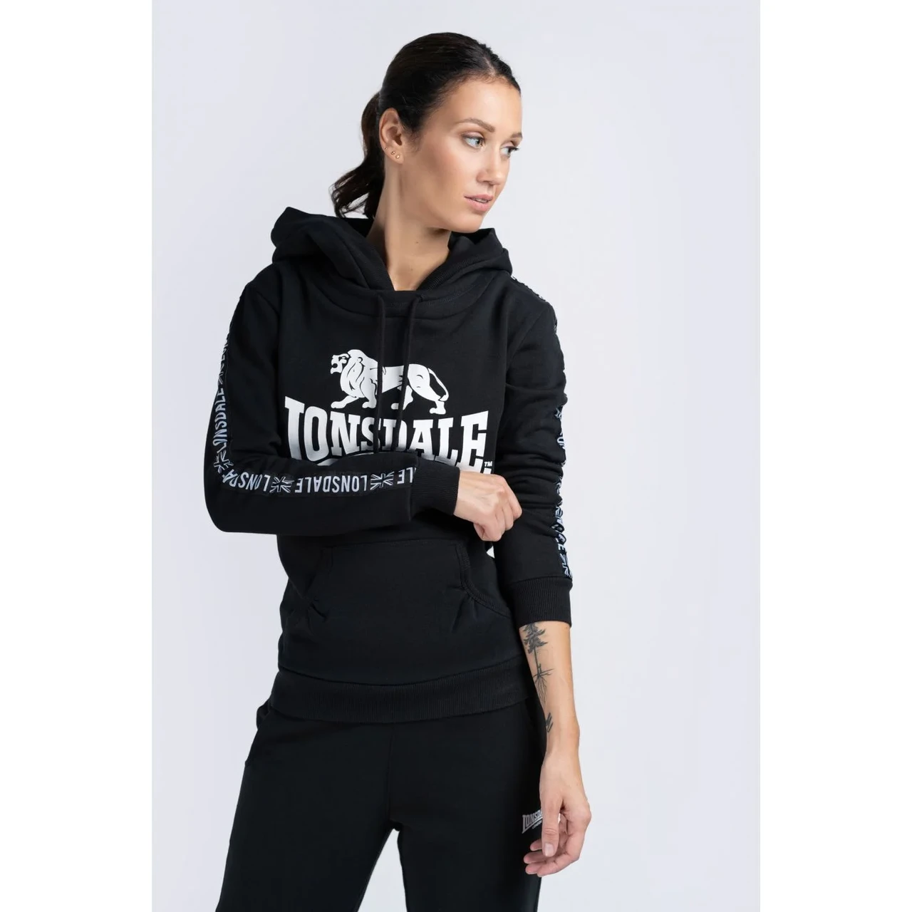 Lonsdale black hoodie deals