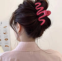Женская большая розовая заколка краб зажим крабик для волос
