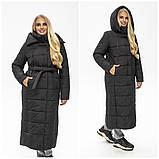 Стильне жіноче зимове пальто з капюшоном Агата бежевий, розміри 44-58, фото 5