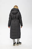 Стильне жіноче зимове пальто з капюшоном Агата чорне, розміри 44-58, фото 9