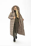 Стильне жіноче зимове пальто з капюшоном Агата бежевий, розміри 44-58, фото 8