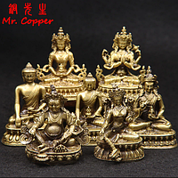 Античные настольные декоративные латунные Тибетские миниатюрные буддийских фигурок