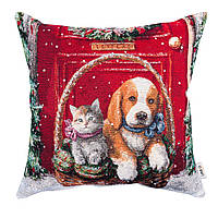 Наволочка Новорічна на подушку 45х45 см, гобелен