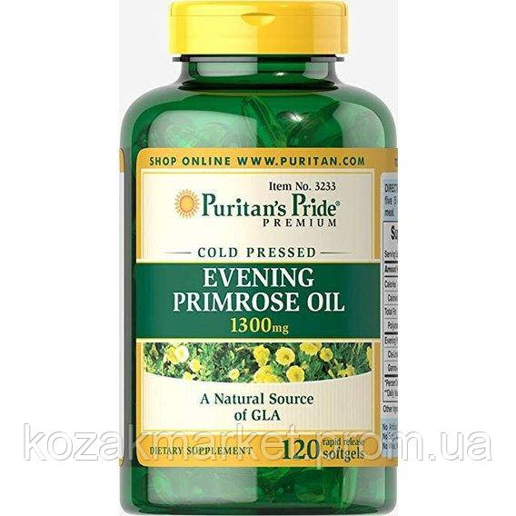 Масло вечерней примулы Puritan's Pride Evening Primrose Oil 1300 MG With GLA 120 Softgels KT, код: 7518826 - фото 1 - id-p1965096036