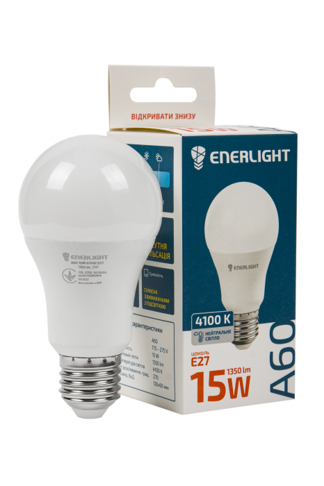 Лампа світлодіодна ENERLIGHT A60 15Вт 4100K E27, фото 1