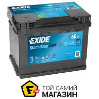 Автомобильный аккумулятор Exide Agm 6Ст-60 Євро (Ek600)