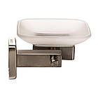 Мильниця настінна квадратна Globus Lux SQ 9408 тримач для мила для ванної кімнати скляна нержавіюча сталь, фото 3