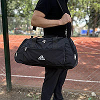 Дорожня сумка в чорному кольорі для речей із плечовим ременем, чоловіча спортивна містка логотип ADIDAS