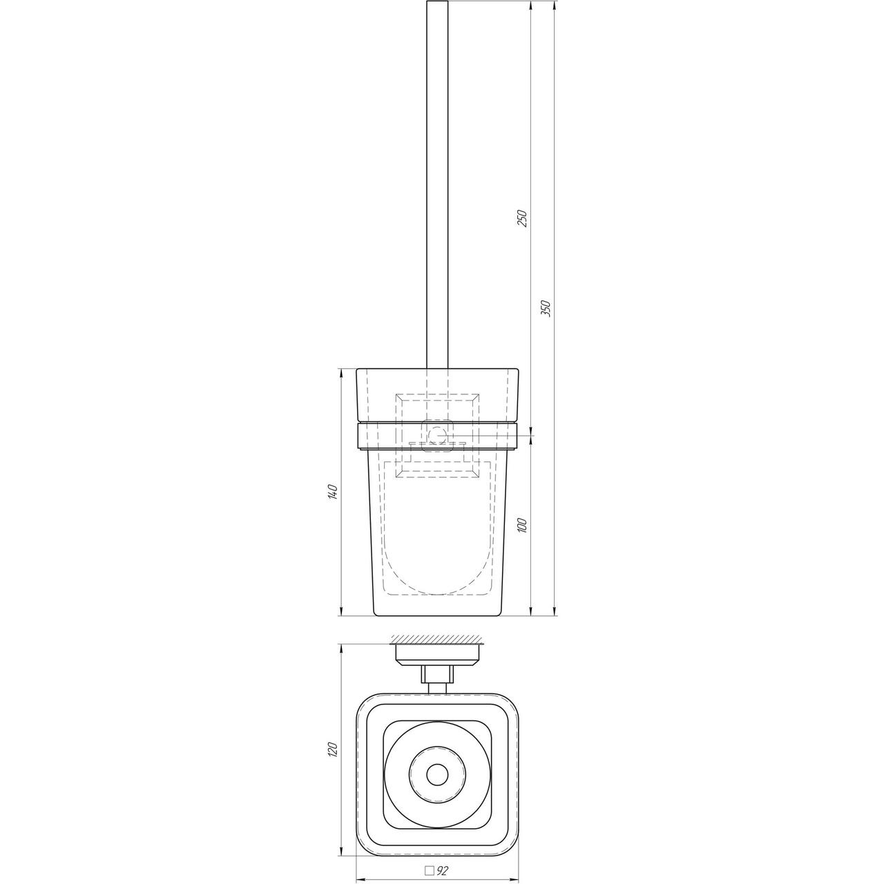 Ершик для унитаза подвесной TOPAZ TКВ 9929A-BL чщетка для туалета с подставкой, туалетный ершик черный - фото 3 - id-p1459274170