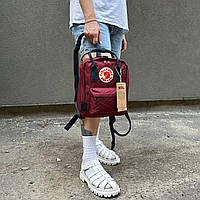 Бордовий жіночий рюкзак, стильна компактна сумка для дівчат Kanken mini зі знімною спинкою-сидкою