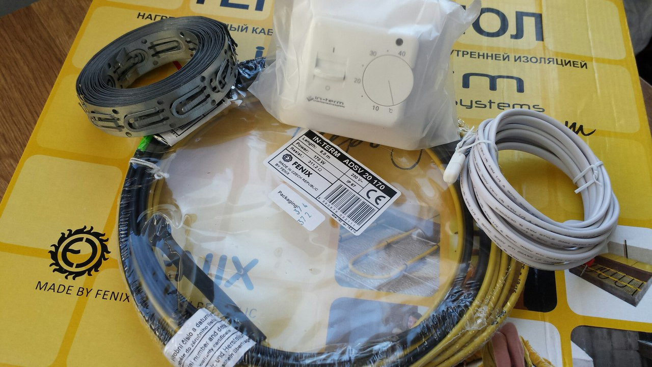 Нагрівальні секції двожильного кабелю з термостатом (0.8 м кв.) Комплект