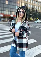 Тепла картата сорочка з капюшоном у карту 46/48