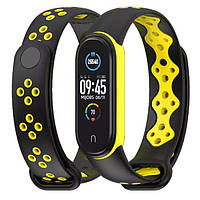 Ремешок MiJobs Sport Style для Xiaomi Mi Band 5 6 Black Yellow FE, код: 6717741