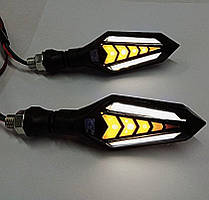 Динамічні повороти на мотоцикл Hongbo з білим габаритом, діодні (к-т 2 штуки)