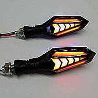 Динамічні повороти на мотоцикл Hongbo з жовтим габаритом, діодні (к-т 2 штуки)