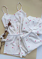 Муслінова піжама 4 в 1 сердечки