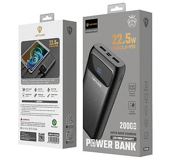 Повербанк зі швидким заряджанням 20000 mAh 22.5W PD QC3.0 Lenyes PX298D