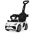 Електромобіль-толокар з батьківською ручкою в стилі Lamborghini (білий колір), фото 3