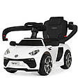 Електромобіль-толокар з батьківською ручкою в стилі Lamborghini (білий колір), фото 4