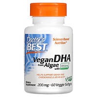 Омега 3 Doctor's Best Vegan DHA from Algae 60 Veg Softgels FE, код: 7847841