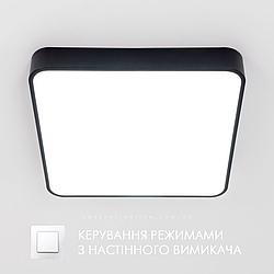 Керована світлодіодна LED люстра Esllse ONIX 60W S ON/OFF квадратна чорна 450х450х60-BLACK-220-IP20