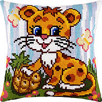 Набір для вишивання декоративної подушки Чарівниця Маленький леопард 40×40 см Z-26 GM, код: 7243366