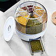 Поворотний кухонний диспенсер на 6 кг, 6 відділень для зберігання круп, сипучих продуктів та бобових, фото 2