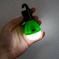 Світлодіодна лампа на батарейках 3хААА чорно-зелена лампочка в намет ліхтар лампа