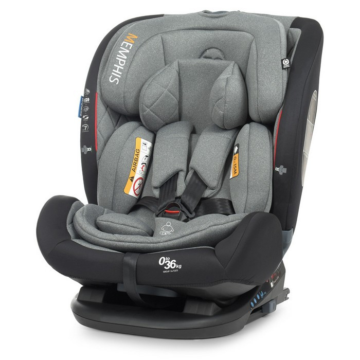 Автокрісло дитяче El Camino ME 1093 MEMPHIS ISOFIX, 0+/I-II-III, Сіре