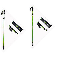 Трекінгові палиці з алюмінієвого сплаву. Вага 250г. Довжина: 130см. Зелені + чохол. 2шт