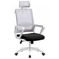 Кресло офисное Остин SDM Синхромеханизм сетка экокожа черно белый FG, код: 7605518
