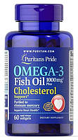 Омега 3 Puritan's Pride Omega-3 Fish Oil 1000 mg Plus Cholesterol Support 60 Softgels PK, код: 7520705