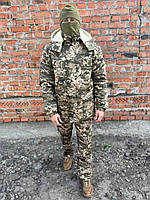 Комплект бушлат на меху + штаны на флисе пиксель зима Мужской армейский зимний комплект куртка штаны саржа