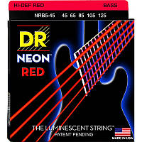 Струны для бас-гитары DR NRB5-45 Hi-Def Neon Red K3 Coated Medium Bass 5 Strings 45 125 FG, код: 7417001