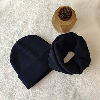 Комплект шапка с хомутом Luxyart унисекс размер подростковый темно-синий (OL-003) UN, код: 6670600