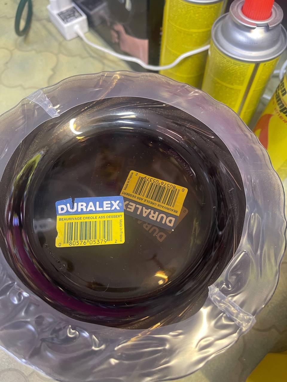 Скляні обідні прозорі тарілки Duralex з міцного скла, Набір 6 круглих тарілок