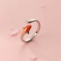 Кольцо женское под серебро красивый оранжевый карп Кои рыба - колечко в виде рыбки Кои размер регулируемый