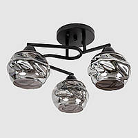 Потолочная люстра на 3 лампы Е27 со стеклянными плафонами прозрачно-черного цвета Sirius Л 8060/3А