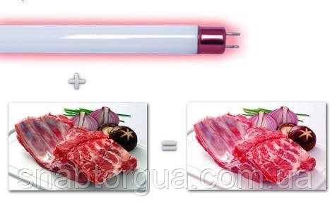 Лампа для мяса м'ясних вітрин 1.2 м ВСІ РОЗМІРИ Мясна лампа рожевого світла