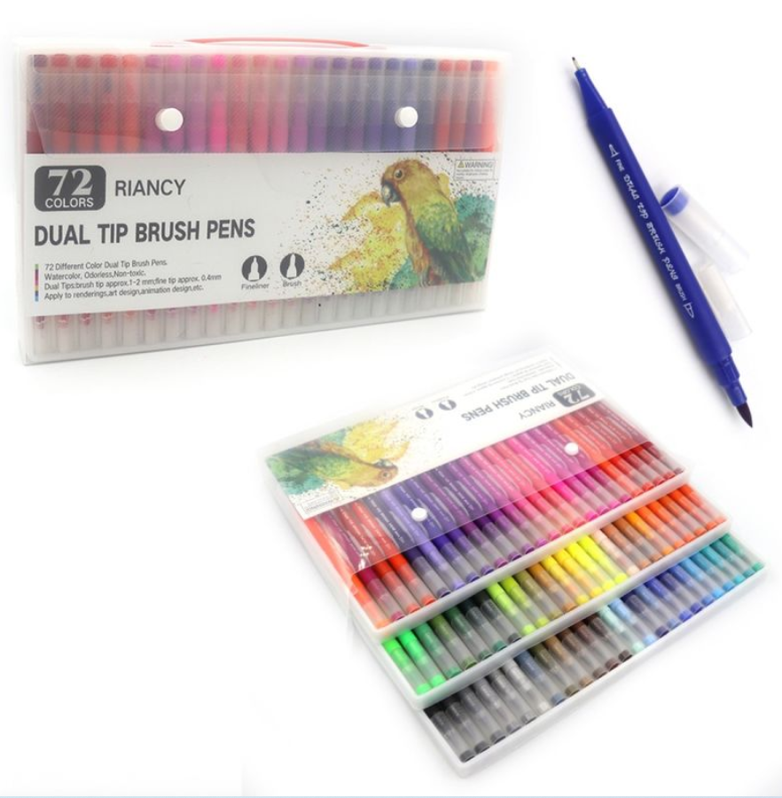 Набір двосторонный лінер / пензлик Josef Otten 72 кольори Riancy Dual Tip Brush Pens