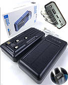 Power Bank UKC 20000 mAh із сонячною панеллю, 2 ліхтарики, 4 вбудовані кабелі, LED екран,