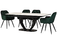 Керамічний стіл TML-815 білий мармур + чорний