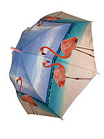 Женский зонт-трость полуавтомат с розовой ручкой от SWIFTS с фламинго 0335-2 PK, код: 8027250