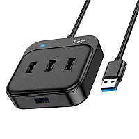 HUB адаптер наружный Hoco Easy 4-in-1 converter HB31 (USB to USB3.0 + USB2. 0*3)(L=0.2 M) black